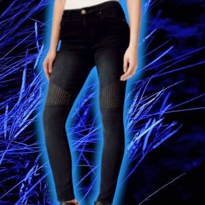 Rachel Roy Denim Faded Black ‘Icon Stud’ Studded Knee Skinny Jeans Size 26